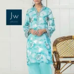 Gul Ahmed linen Sky Blue And White 008